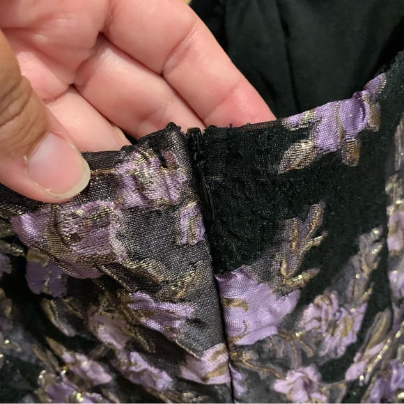 Lulus All Romance Black Floral Jacquard Strapless High-Low Gown Black/Lilac - XS - Picture 14 of 15